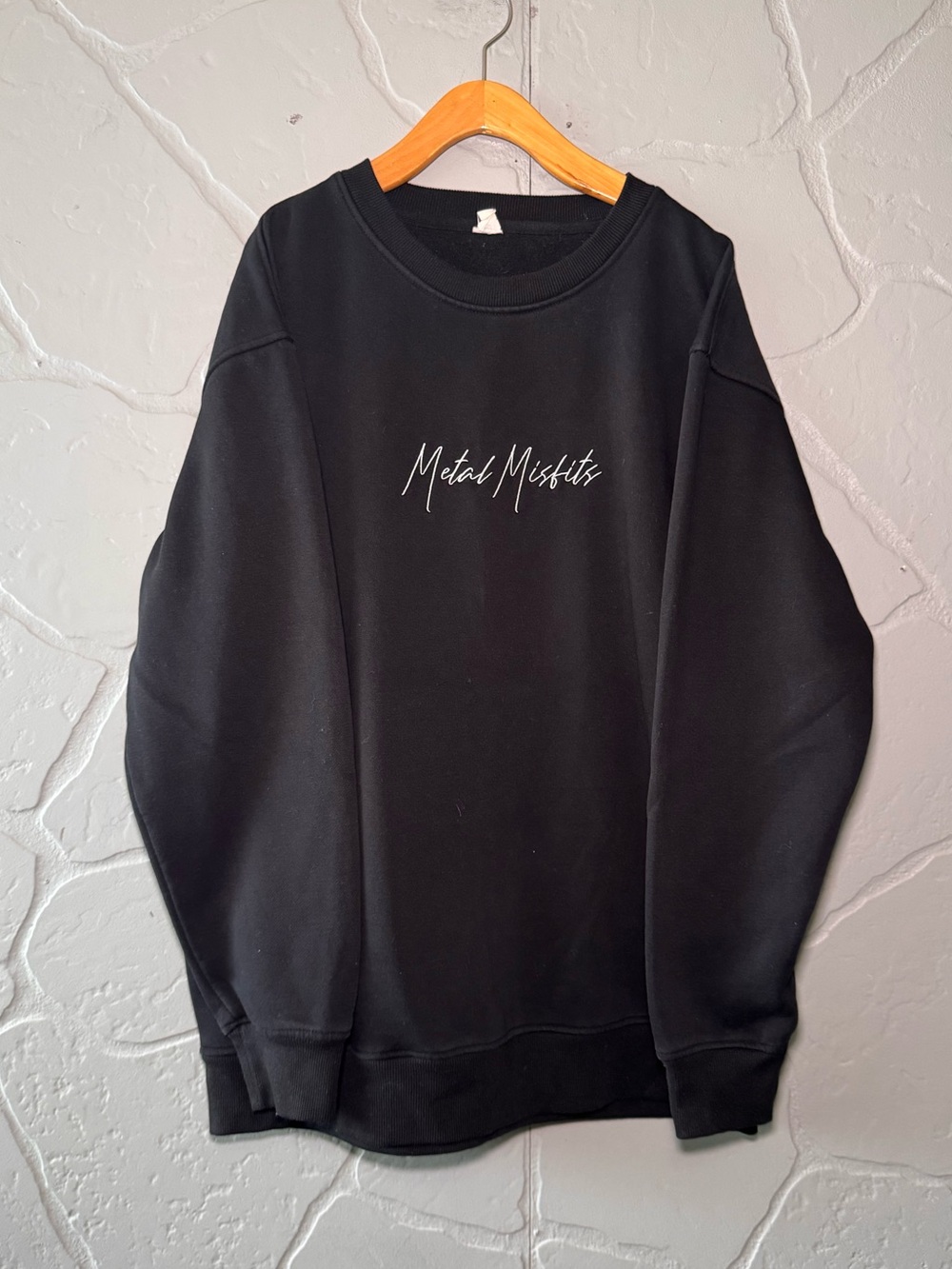 Metal Misfits Black Oversized Crewneck Sweatshirt Pullover